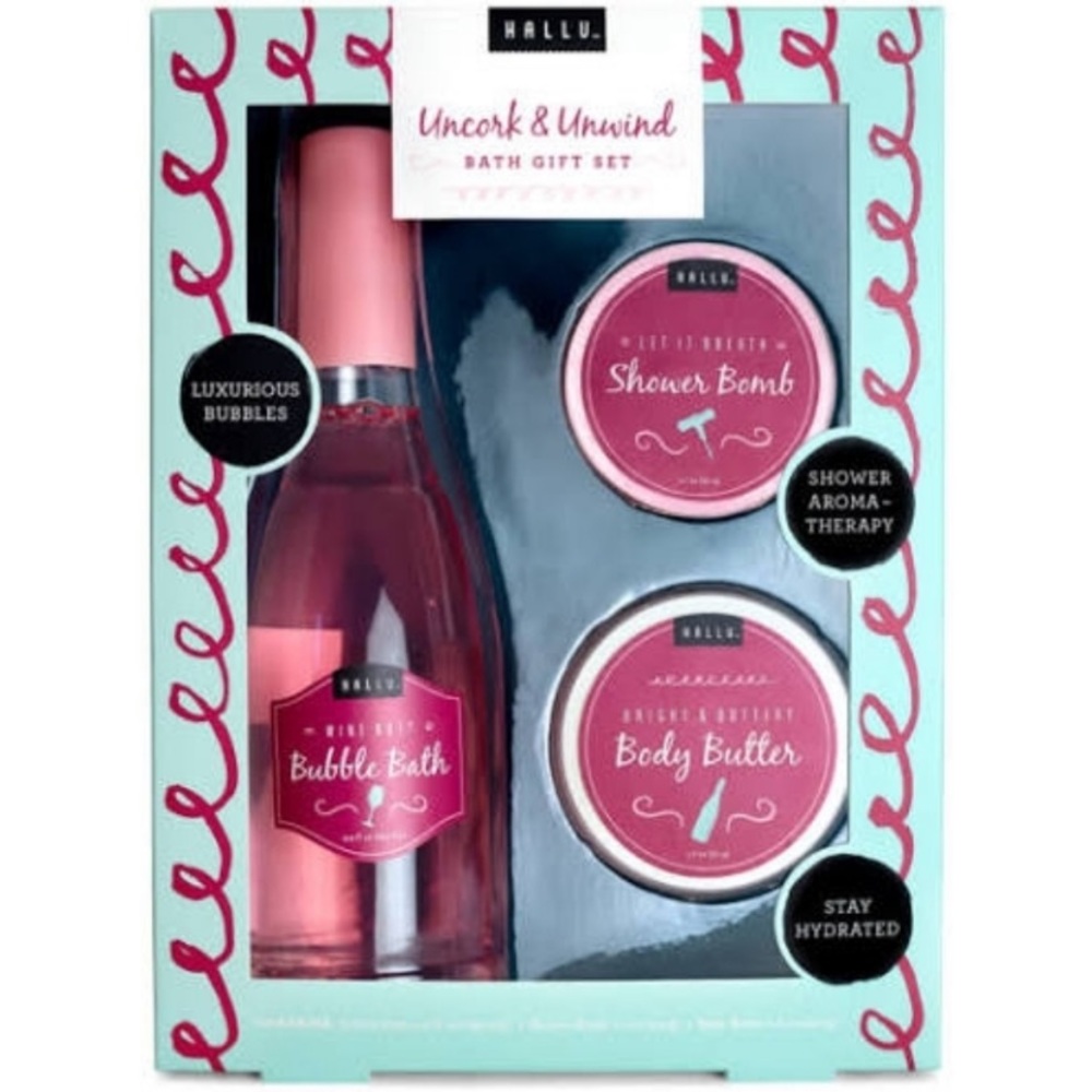Hallu uncork and unwind bath gift set